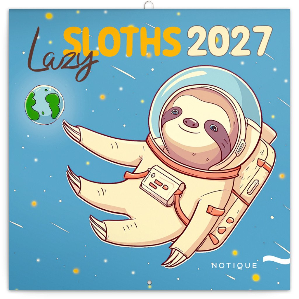Kalendář 2027 poznámkový: Pohodoví lenochodi, 30 x 30 cm – -