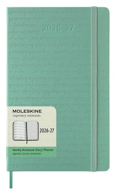 18měsíční diář Moleskine Colored Patterned 2026-27 - tvrdé desky, L, týdenní, světle zelený
