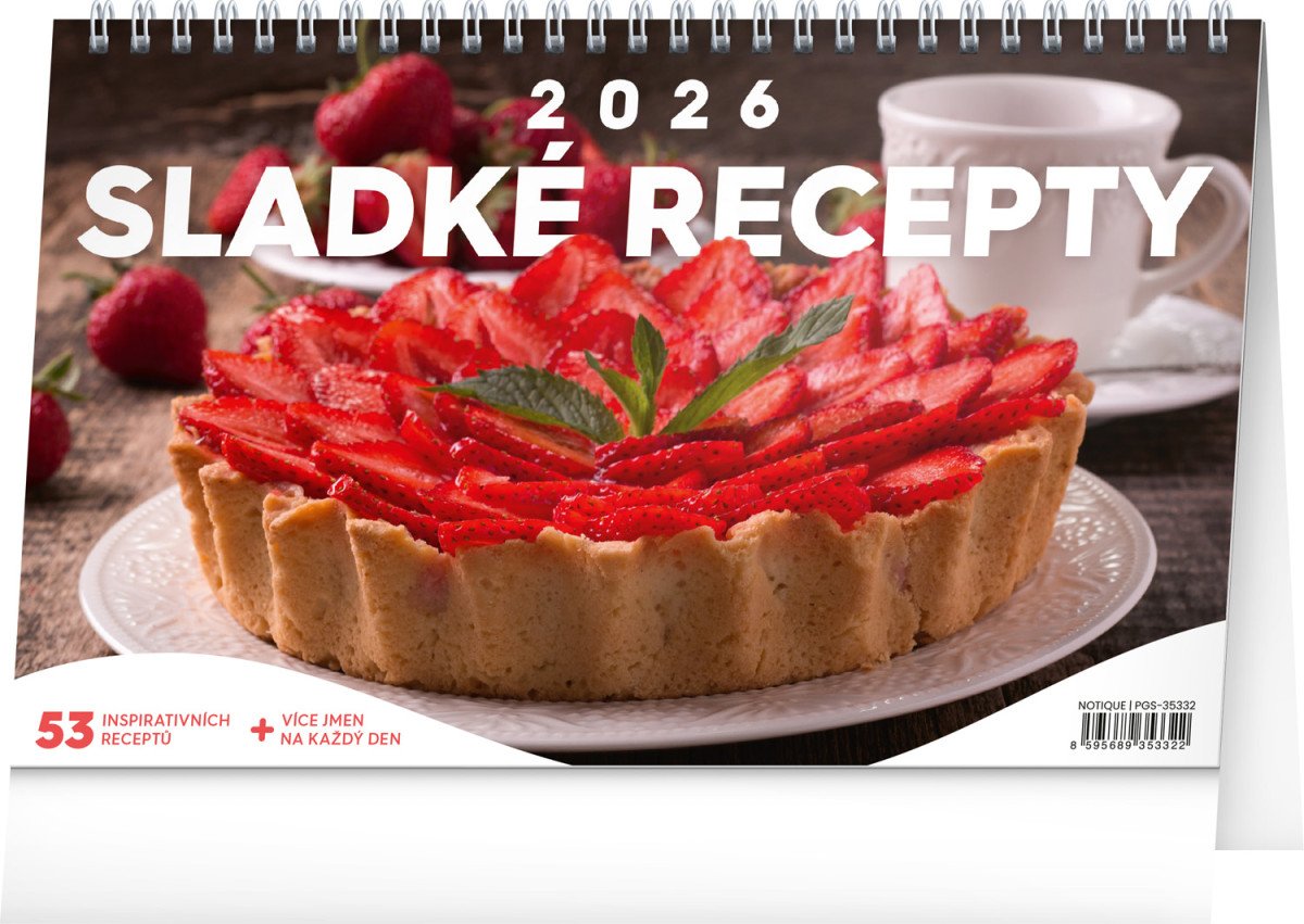 Kalendář 2026 stolní: Sladké recepty, 23,1 x 14,5 cm