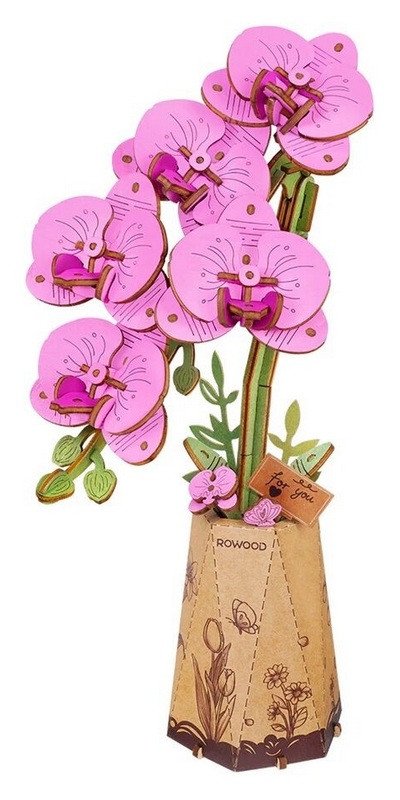 3D Dřevěná skládačka: Fialová orchidej