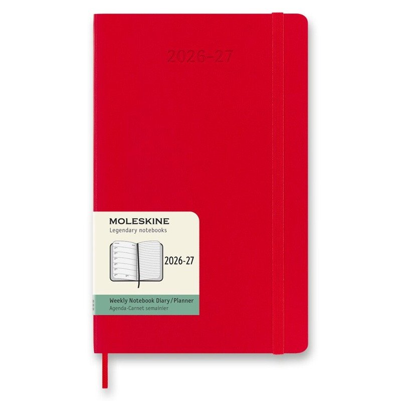 18měsíční diář Moleskine 2026-27 - měkké desky, L, týdenní, červený