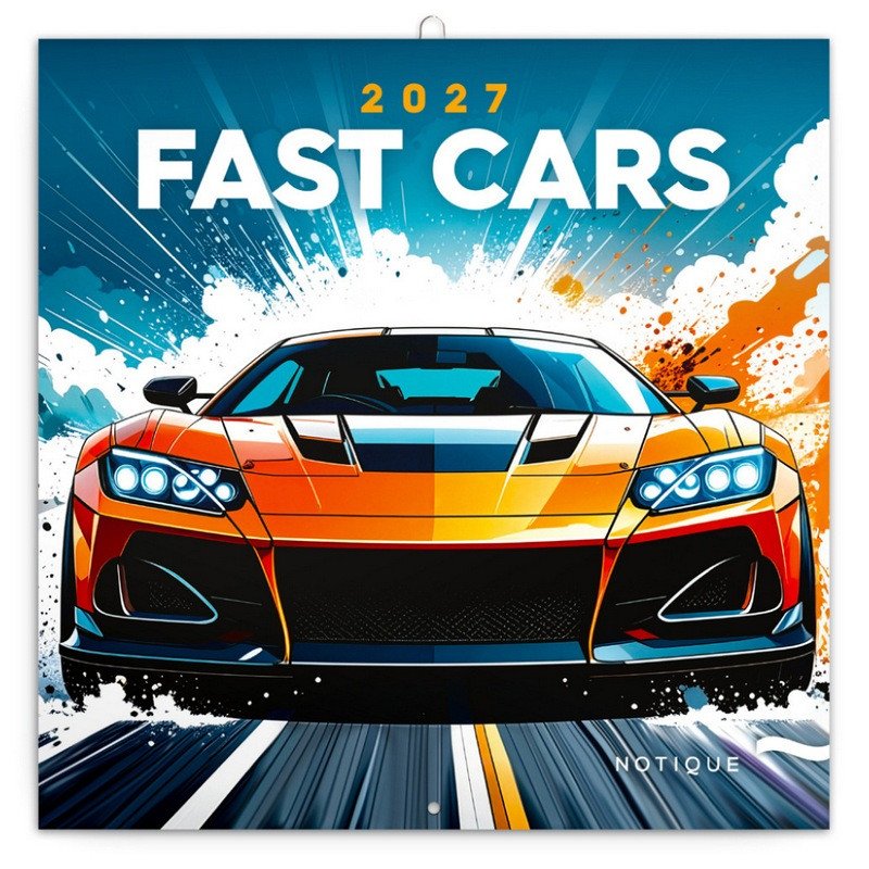 Kalendář 2027 poznámkový: Fantastická auta, 30 x 30 cm – -