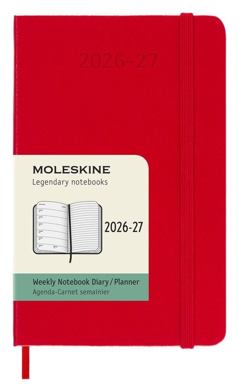 18měsíční diář Moleskine 2026-27 - tvrdé desky, S, týdenní, červený