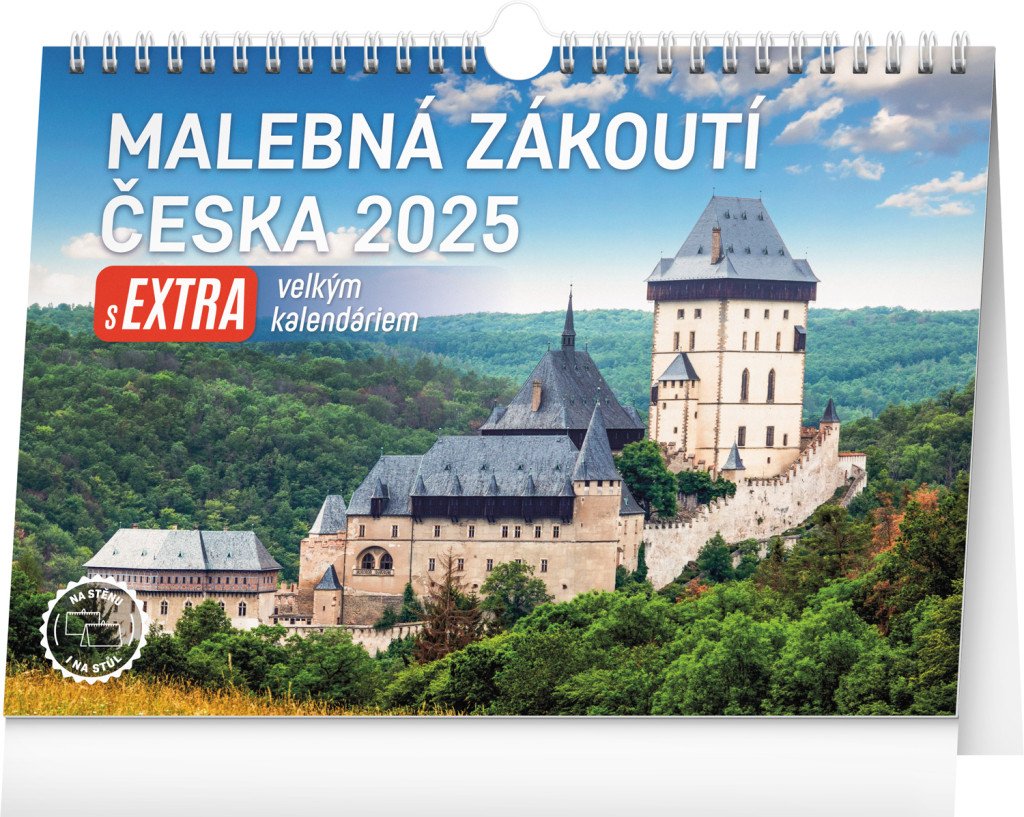 Kalendář 2025 stolní: Malebná zákoutí Česka s extra velkým kalendáriem, 30 × 21 cm