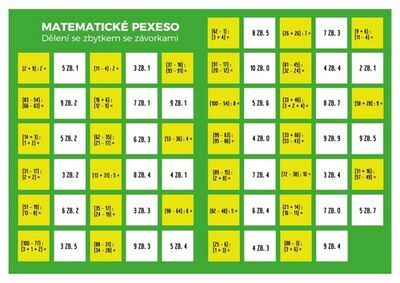 Pexeso Matematika Dělení se zbytkem se závorkami - Martin Staněk