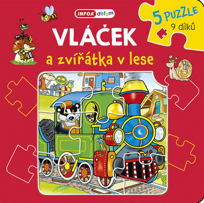 Vláček a zvířátka v lese - 5 puzzle 9 dílků - Pavlína Šamalíková