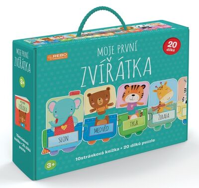 Moje první zvířátka - 10stránková knížka + 20 dílků puzzle