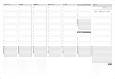 Stolní plánovač A2 2025 týdenní mapa s lištou
