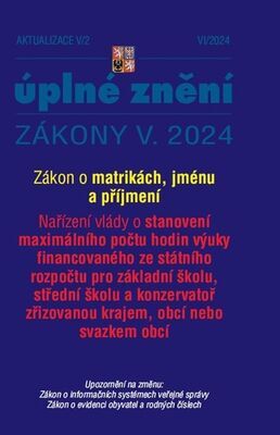 Aktualizace V/2 Zákon o matrikách, jménu a příjmení - Zákon o informačních systémech veřejné správy, Zákon o evidenci obyvatel a rodný